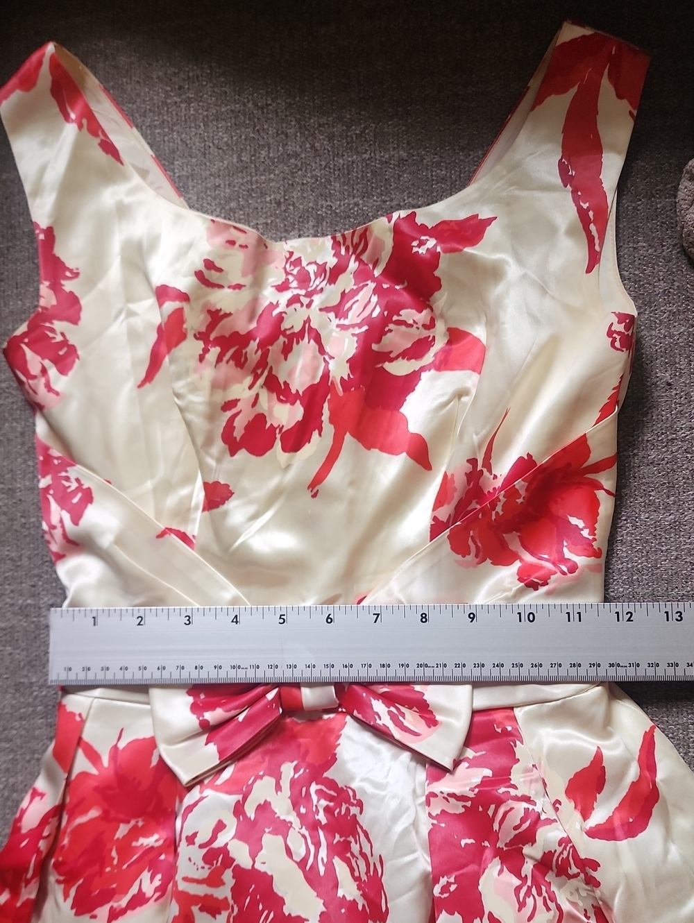 Vintage Pink Floral Fit & Flare Party Dress Bow Waist Sleeveless Pinup - Picture 8 of 11